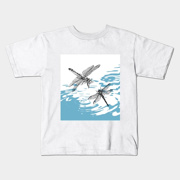 Dragonflies print Kids T-Shirt by rachelsfinelines